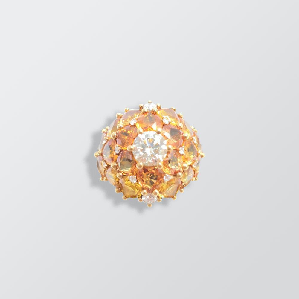 white gold Ring Diamond 1.01ct M colour GIA 6282874311 with Colour gems 14.9cts.